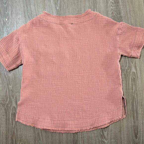 Entro Pink Double Gauze Boho Cropped Top Raw Hem Medium Boutique - Picture 10 of 10